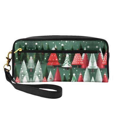 FRESQA Christmas Treess Print Portable Mini Makeup Bag,Versatile And Compact,Perfect For Your Essentials