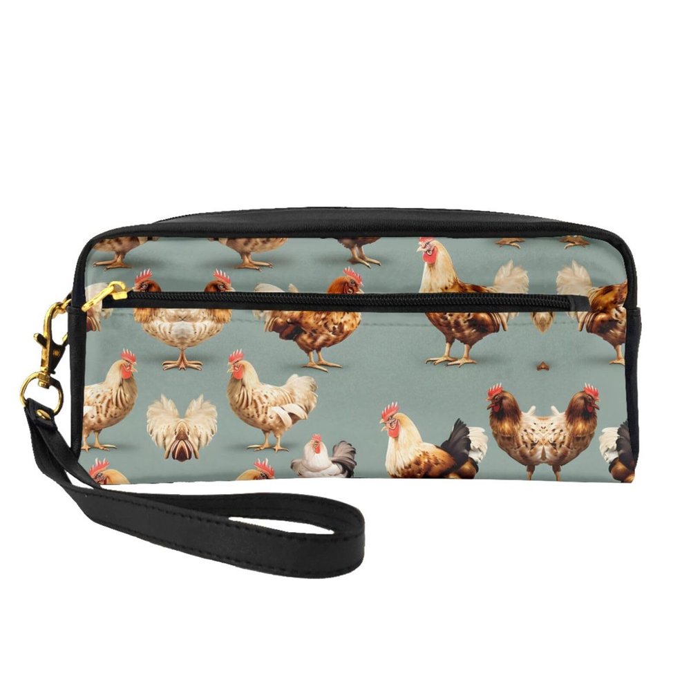 FRESQA Chicken Prints Print Portable Mini Makeup Bag,Versatile And Compact,Perfect For Your Essentials
