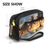 FRESQA Coconut Beach Sunset Hammock Print Portable Mini Makeup Bag,Versatile And Compact,Perfect For Your Essentials view 3