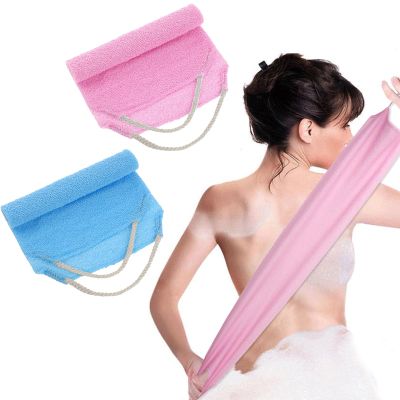 2Pcs Back Scrubber Body Bath Pull Strap Scrubber with Handles Nylon Exfoliating Washcloth Extended Length Washers Stretchable Shower Scrubber for Face Back Cleans Skin Massages Women Men