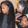 13x4 Deep Wave Lace Front Wigs for Black Women,Human Hair Pre Plucked with Baby Hair for Daily Dress,Glueless Curly Lace Frontal Wigs view 1