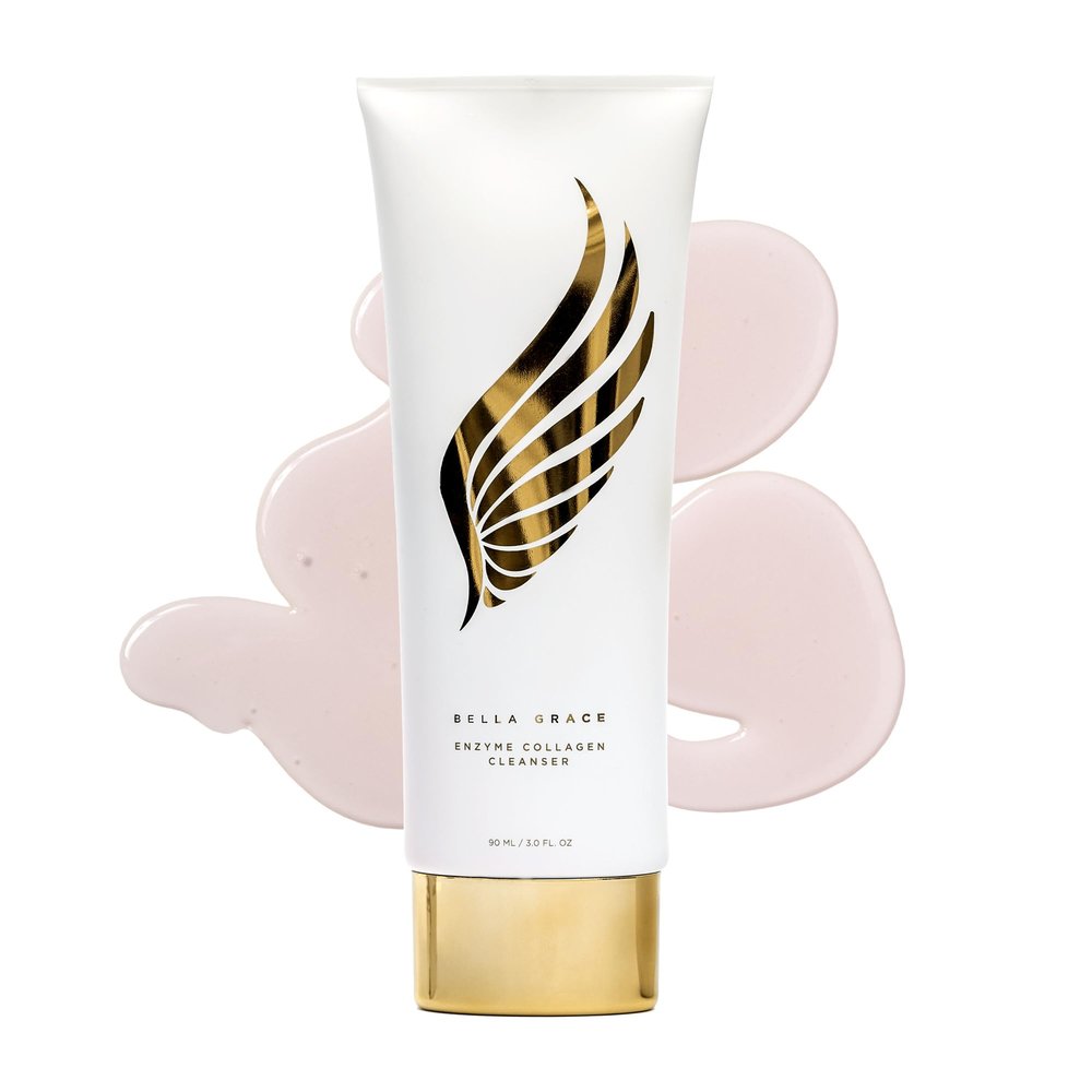 Bella Grace Enzyme Collagen Face Wash Cleanser, Gentle Daily Exfoliating & Hydrating Skin Care Face Cleanser with Squalane, Papain, Helps Even Skin Tone, Gently Removes Impurities & Dead Skin, 6 fl oz