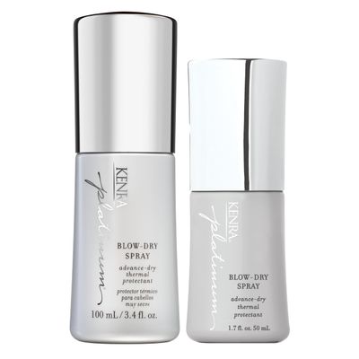 Kenra Platinum Blow-Dry Spray Bundle | Time-Saving Heat Protectant | Detangles, Smooths, and Softens | Eliminates Frizz & Resists Humidity | Medium To Coarse Hair | 3.4 fl. oz + Travel 1.7 fl. oz