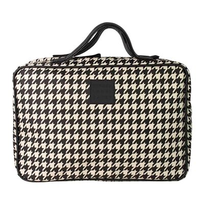 Tender Love + Carry Houndstooth Hanging Travel Bag, Toiletry Bag, Makeup Bag for Women, Portable Water-resistant Small Travel Bag for Toiletries & Cosmetic Essentials