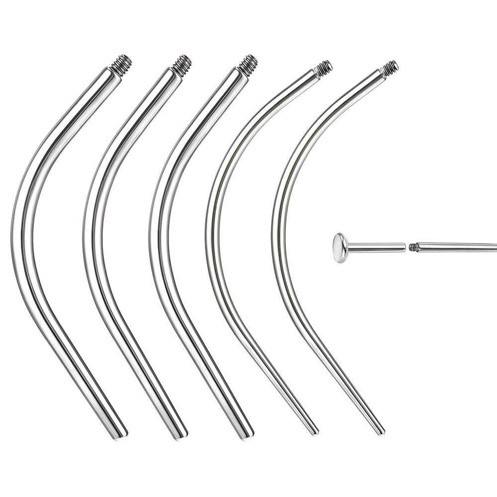 BodyAce 14G 16G 18G 20G Piercing Taper, Stainless Steel Threadless Insertion Pin Screw On Assistant Tool, Curved Body Piercing Stretching Kit for Ear/Nose/Navel/Lip/Eyebrow [Curved Internal Thread]