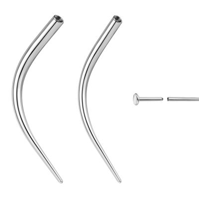 BodyAce 14G 16G 18G 20G Piercing Taper, Stainless Steel Threadless Insertion Pin Screw On Assistant Tool, Curved Body Piercing Stretching Kit for Ear/Nose/Navel/Lip/Eyebrow [Curved Hollow Bar]