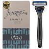 Jeremy's Razors for Men: Sprint 3 Blade Razor - Stainless Blades, Lubricating Strip, Precision Trimmer - Men's Shaving Essentials Kit, Travel Shaver Face Body Head Shavers (1 Razor 1 Cartridge) view 1