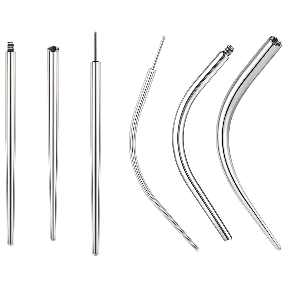 BodyAce 14G 16G 18G 20G Piercing Taper, Stainless Steel Threadless Insertion Pin Screw On Assistant Tool, Curved Body Piercing Stretching Kit for Ear/Nose/Navel/Lip/Eyebrow [New 14G(1.6mm) Mix]