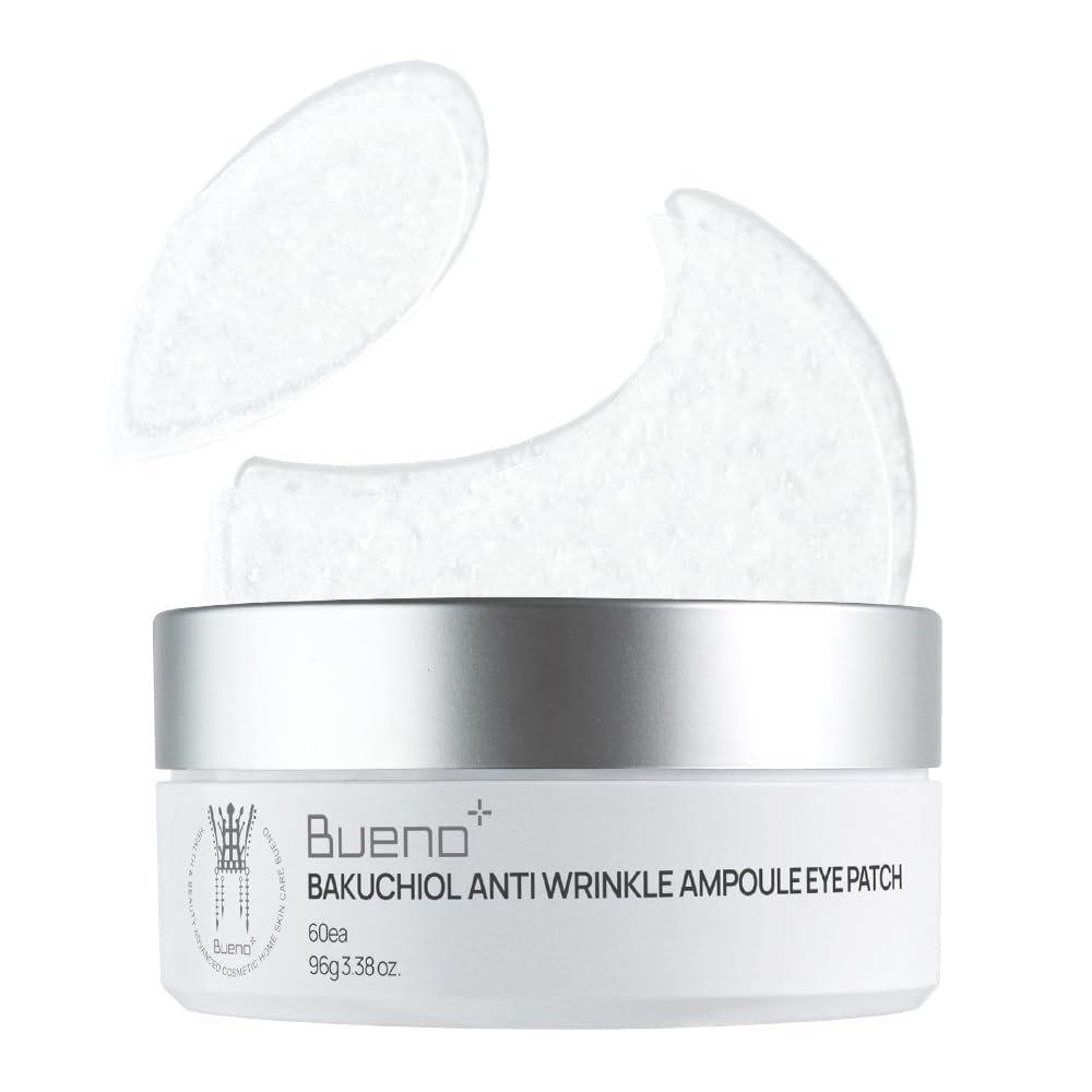 Bueno+ Bakuchiol Anti-Wrinkle Ampoule Eye Patch, 60 Patches, Under Eye Patches for Puffy Eyes and Dark Circles with Bakuchiol and Retinol, Korean Skin Care