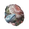Embroidered Roses Shower Cap for Women Men Waterproof Hair Cap with Elastic Band Double Layered Bath Caps Reusable Bathing Shower Caps for all Hair Types view 2