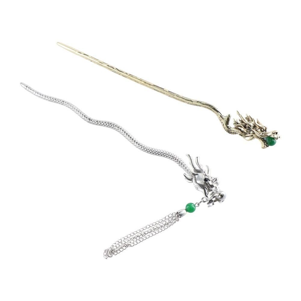 2 Pcs Metal Dragon Hair Sticks Chinese Style Vintage Hair Chopsticks Hairpins, Exquisite Hair Accessories for Women Girls