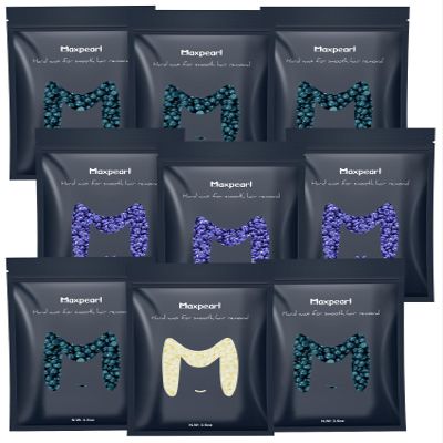 Maxpearl Hard Wax Beads Pack of 9 - Brazilian, Bikini Waxing, Face, Eyebrows, Underarms, Arms, Chest, Back, Legs, Jasmine, Coconut & Lavender Formula, 31.5oz