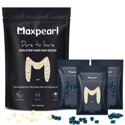 Maxpearl Hard Wax Beads for Hair Removal 1LB + 10.5OZ - Brazilian, Bikini Waxing, Face, Eyebrows, Underarms, Arms, Chest, Back, Legs, Jasmine & Coconut Formula