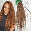 RHEANNA Pre Looped Crochet Boho Faux Locs With Human Hair Curls Color 30 Medium Auburn Boho Goddess Locs With Curly Human Hair 22inch 48Strands view 1