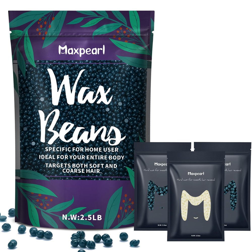 Maxpearl Hard Wax Beads 2.5LB + 10.5OZ - Brazilian, Bikini Waxing, Face, Eyebrows, Underarms, Arms, Chest, Back, Legs, Jasmine & Coconut Formula
