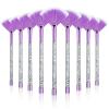 9 Pieces Facial Fan Mask Brushes, Soft Facial Applicator Brushes Tools for Peel Glycolic Makeup for Mud Cream(Purple, Silver) view 1