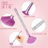 9 Pieces Facial Fan Mask Brushes, Soft Facial Applicator Brushes Tools for Peel Glycolic Makeup for Mud Cream(Purple, Silver) view 3
