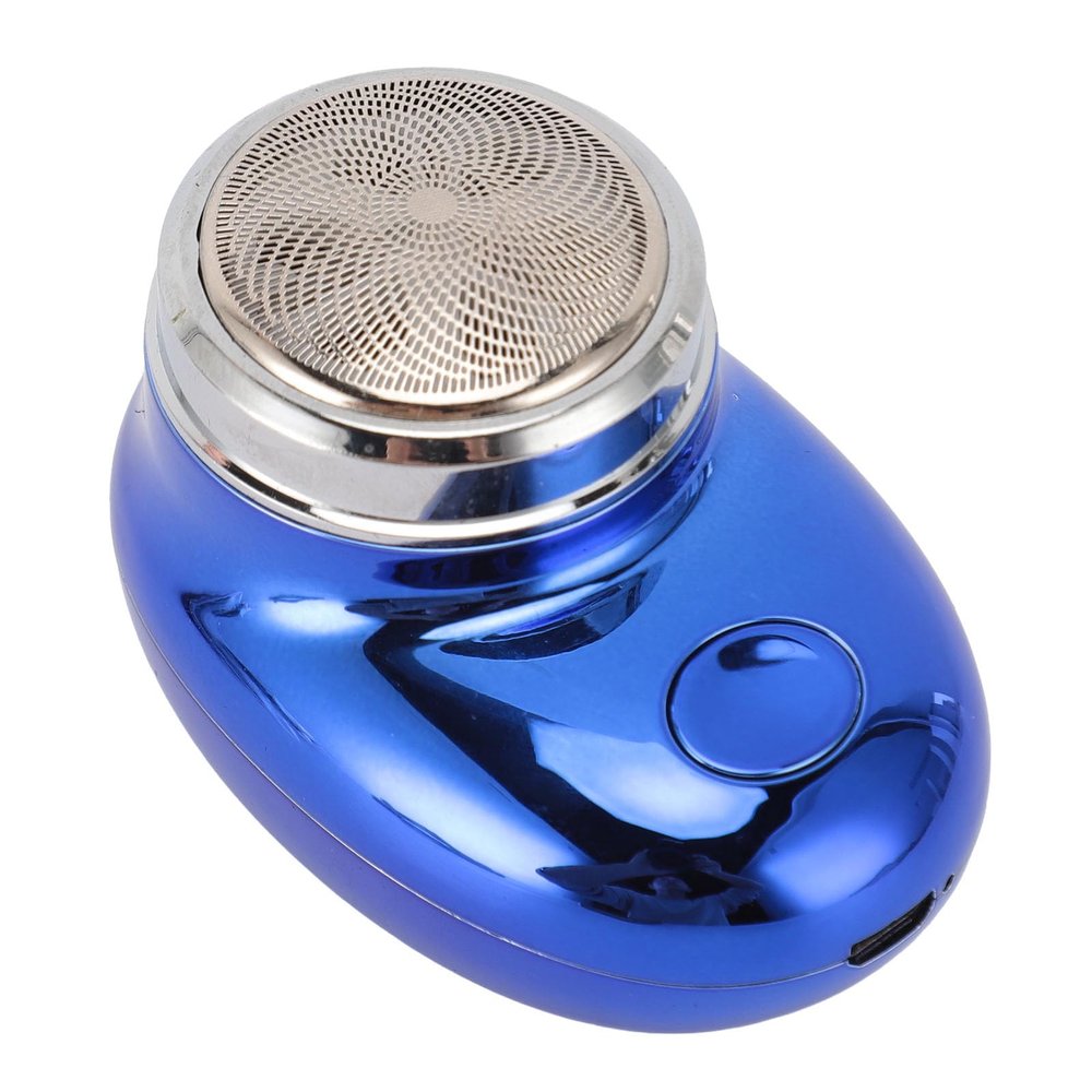 Electric Beard Clipper, Stainless Steel Beard Trimmer USB Rechargeable, Portable Small Men Beard Clipper Cleaner Trimming for Travel Use, Ideal Gift (Electroplated Blue)