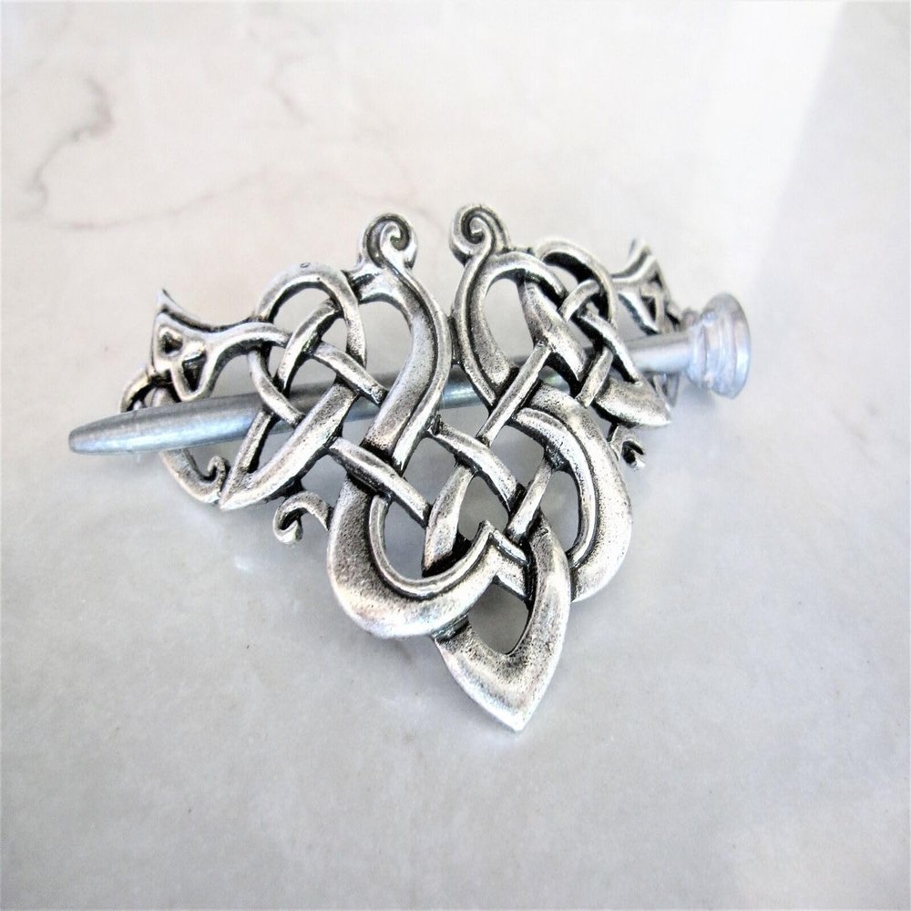 NinthAvenue Basics Silver celtic knot metal viking filigree hair slide stick clip barrette