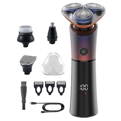 EKHOU Head Shavers for Bald Men, Cordless Wet and Dry Waterproof Ipx6 Electric Shaver Men's Beard Electric Shaver Face Bald Head Shaver Rechargeable (Color : 4in1-B)