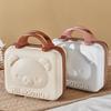 AOGATO 16 Inch Cute Bear Cosmetic Case Box Small Hard Shell Cosmetic Case Beauty Makeup Bag Organizer Cartoon Travel Suitcase Luggage Storage Bag, White view 3