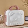 AOGATO Small Hard Shell Cosmetic Case 14 Inch /16 Inch Cute Bear Cosmetic Case Box Beauty Makeup Bag Organizer Cartoon Travel Suitcase Luggage Storage Bag, White, S (14 Inch), Cute view 3