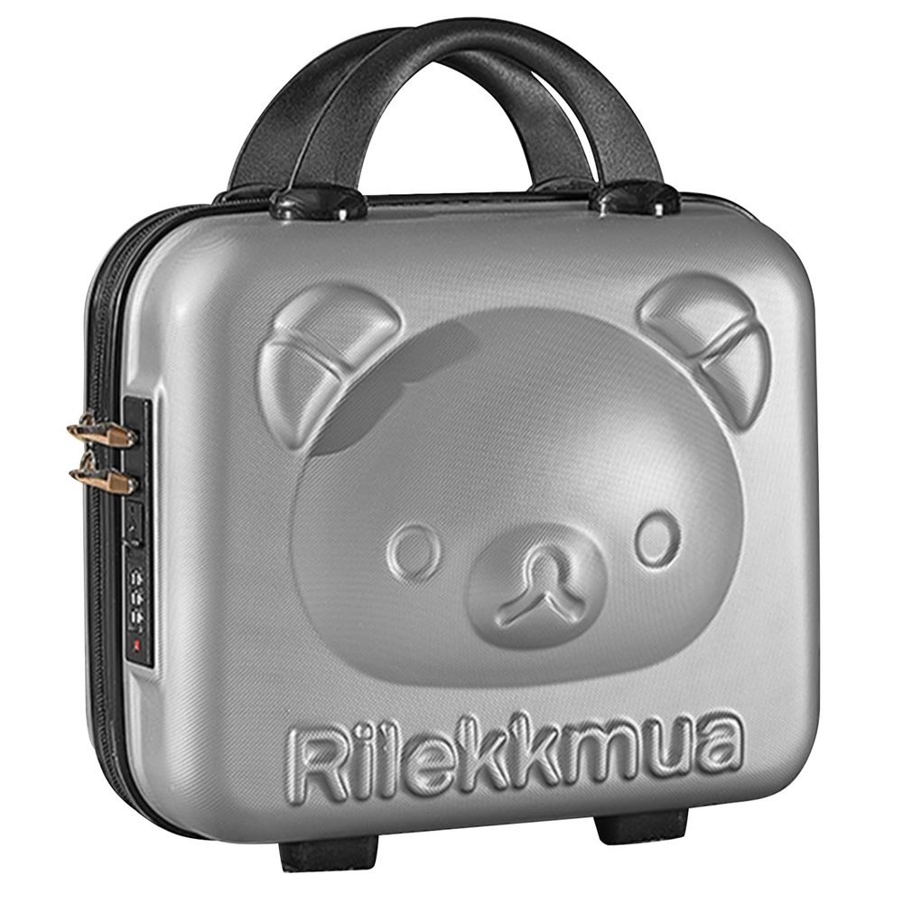 AOGATO Small Hard Shell Cosmetic Case 14 Inch /16 Inch Cute Bear Cosmetic Case Box Beauty Makeup Bag Organizer Cartoon Travel Suitcase Luggage Storage Bag, Green, M (16 Inch), Cute