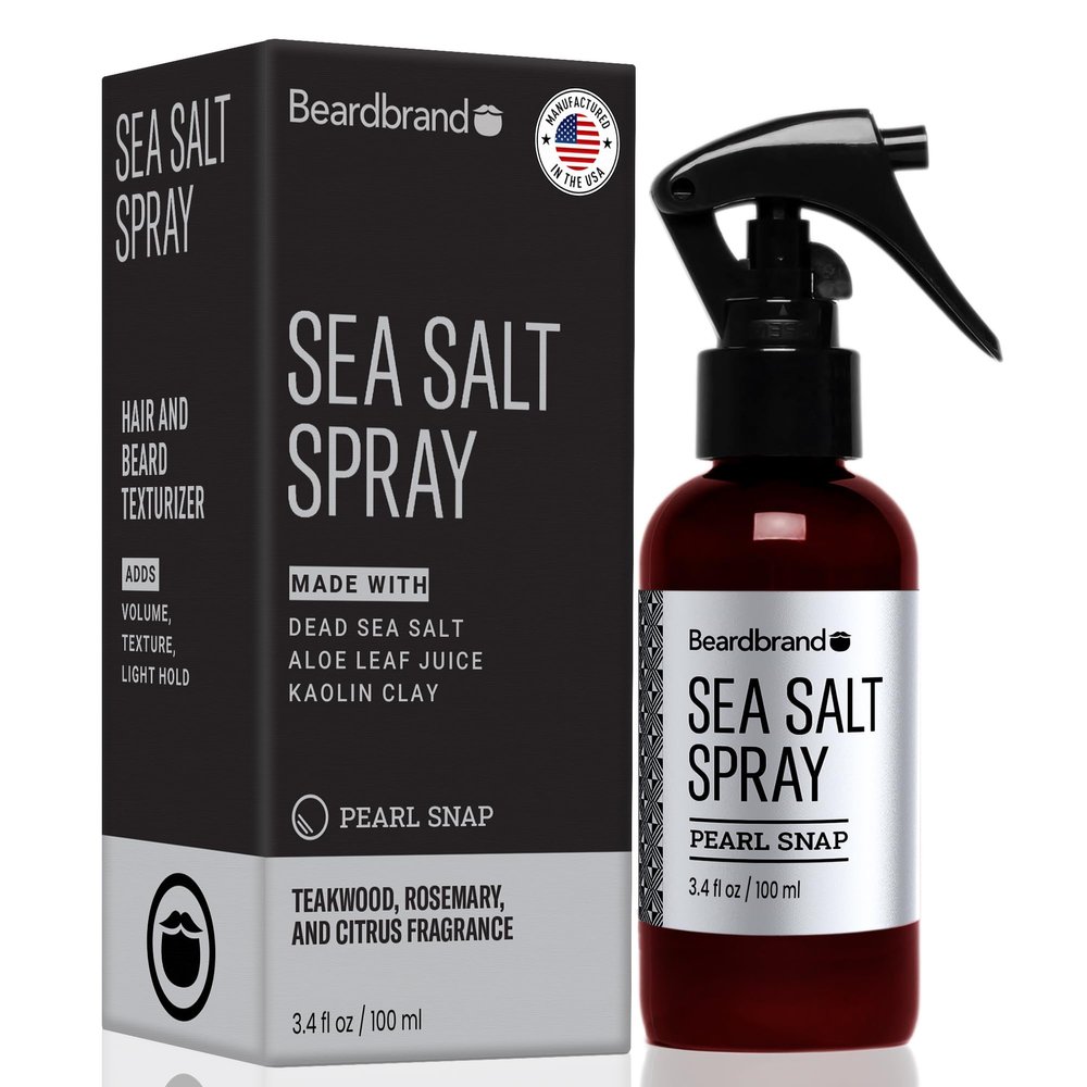Beardbrand Sea Salt Spray for Men  Texturizing Hair Mist with Pearl Snap Scent | Adds Volume & Natural Matte Finish | Beach Waves, Lightweight Hold  3.4 oz