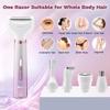 Electric Razors for Women, 5 in 1 Bikini Trimmer for Women, Wet/Dry Womens Electric Shaver Razor, Face Shaver for Face Nose Eyebrow Arms Armpit Legs Pubic Area, Facial Hair Removal view 2