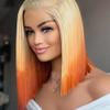 12 Inch Bob Wig for Black Women Pre Plucked with Natural Baby Hair Human Hair Frontal Lace Wig,Gradient Color Straight Bob Wigs view 1