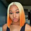 12 Inch Bob Wig for Black Women Pre Plucked with Natural Baby Hair Human Hair Frontal Lace Wig,Gradient Color Straight Bob Wigs view 4