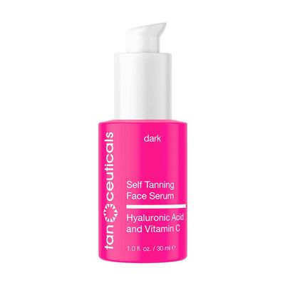 Tanceuticals Self Tanning Face Serum - Color-Correcting and Hydrating with Vitamin C & Hyaluronic - Facial Self Tanner for Natural Looking & Long Lasting Sunless Tan - 1 oz (Dark)