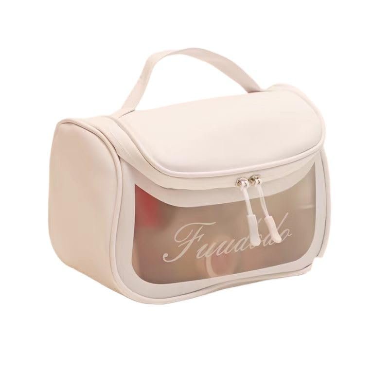DGDGHBV Travel Makeup Bag, Large Capacity Women'S Makeup Bag, Transparent Waterproof Cosmetic Storage Bag, Cute Makeup Case Bag Accessories With Clear Windows&Zippers, white