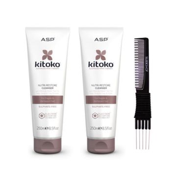 yper Asp Kitoko Nutri-Restore Cleanser (8.5 oz) with Teasing Comb Pack 2
