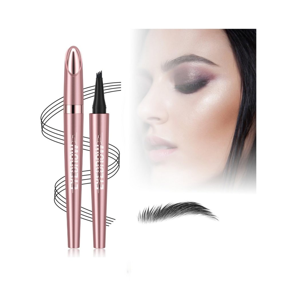 2 Pcs Magic Eyebrow Pencil, 2025 New Upgraded 3D Waterproof Microblading Eyebrow Pencil Contouring Pen,4 Tipped Precise Brow Pen (Color : B-Black)