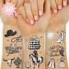 xo, Fetti Western Birthday Party Temporary Tattoos - 50 Silver Foil Pcs | Birthday Girl Accessory, Rodeo Cowgirl Bachelorette Party Decorations, Hoedown Accessory, Country Theme Party Supplies view 1