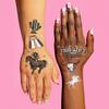 xo, Fetti Western Birthday Party Temporary Tattoos - 50 Silver Foil Pcs | Birthday Girl Accessory, Rodeo Cowgirl Bachelorette Party Decorations, Hoedown Accessory, Country Theme Party Supplies view 4