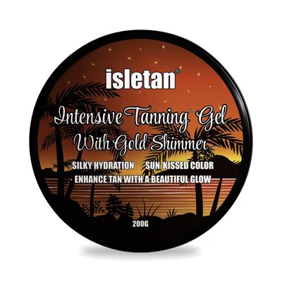isletan Intensive Tanning Tanning Gel With Gold Shimmer Mango, Extreme Tanning Gel For Outdoor Sun, Ultra Dark Tanning Butter, Tanning Balm For Beach, Solid Carrot Tanning Oil, SPF0, 200g