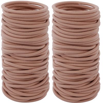 100PCS Hair Tie, 4MM Elastic Hair Ties No Damage Ponytail Holder for Women, Men and Girls (4mm Beige Blonde)