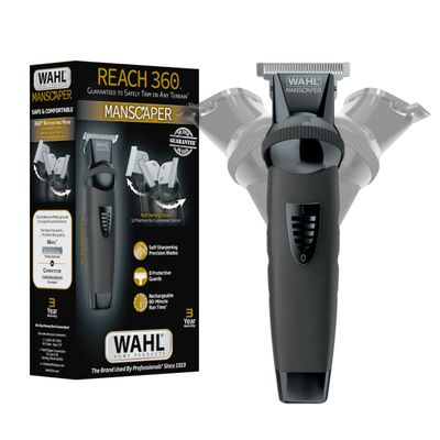 Wahl Manscaper Reach 360 Ratchet Head Cordless Body and Beard Trimmer for Men with No-Slip Grip for Precise Control During Face, Body, and Manscape Grooming Model 3025951