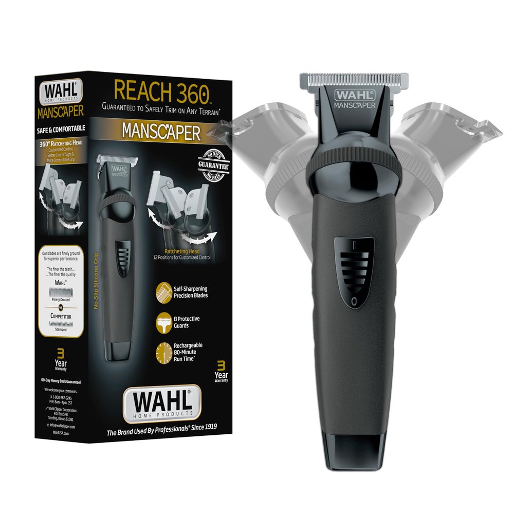 Wahl Manscaper Reach 360 Ratchet Head Cordless Body and Beard Trimmer for Men with No-Slip Grip for Precise Control During Face, Body, and Manscape Grooming Model 3025951