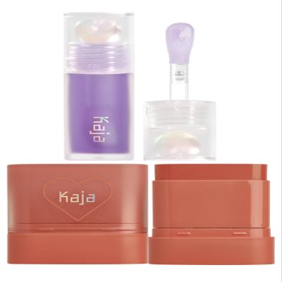 Kaja Juicy Glass Lip Plumping Oil 04 Grape Glowtini + Dewy Bar - Creamy Multi-Stick Blusher & Lip Balm 05 Cranberry Cooler,10g Bundle