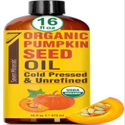 Seven Minerals NEW Pumpkin Seed Oil for Hair Growth, Face, & Body - Big 16oz Bottle - USDA Organic, Cold-Pressed & Hexane Free - Lightweight, Non-Greasy, & Deeply Moisturizing for Scalp, Skin