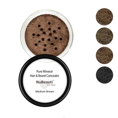 Men's Beard & Hair Root Touch Up Powder, Medium Brown, No Brush