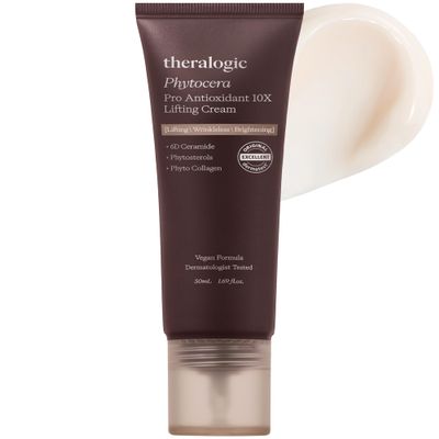theralogic Phytocera Pro Antioxidant 10X Lifting Cream - Ceramide Skin Elasticity & Nutrition Moisturizer with Collagen, Hyaluronic Acid - Vegan and Dermatologically Tested, 1.69 oz.