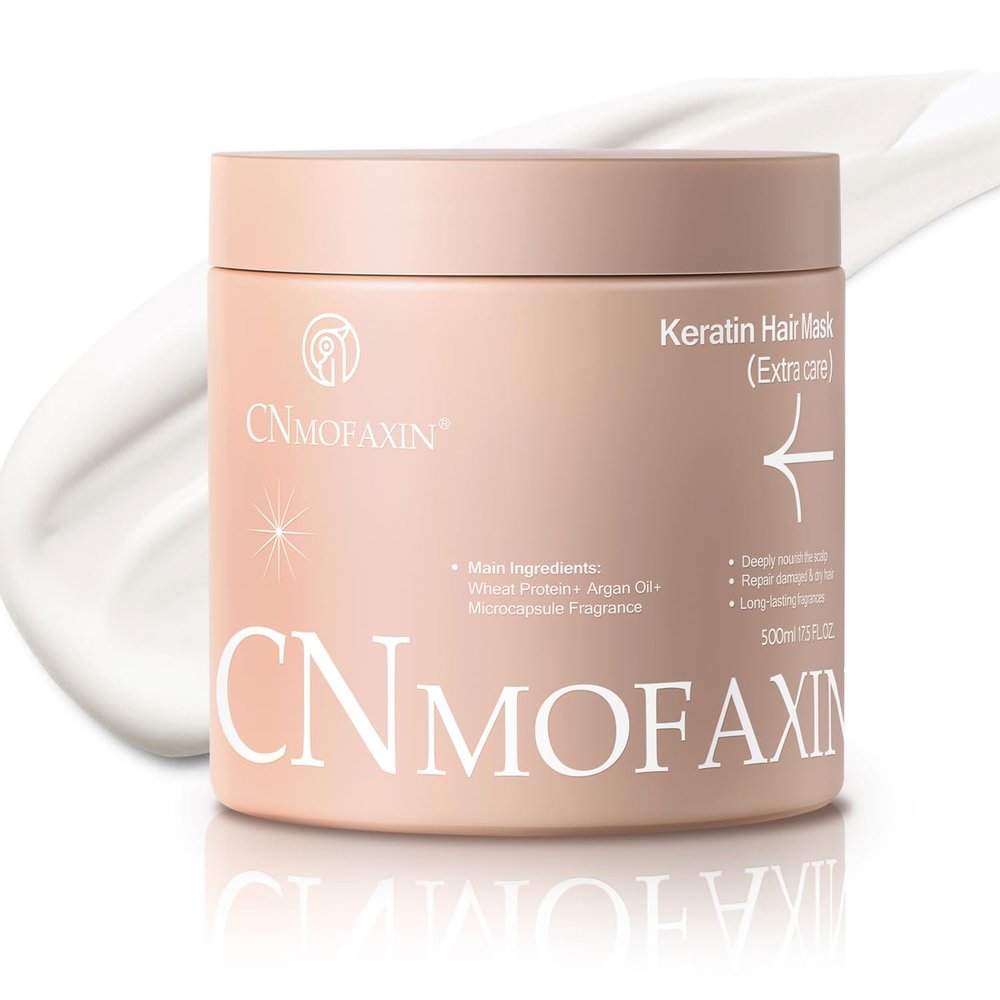 CNMOFAXIN Keratin Hair Mask & Deep Conditioner, Hydrating & Deep Conditioning Repair with Wheat Protein & Argan Oil for Dry, Damaged, or Color-Treated Hair, Anti-Frizz Hair Treatment - 17.5 Oz.