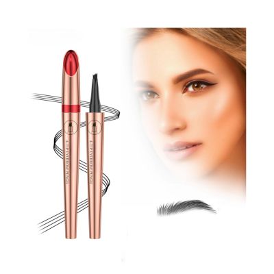 2 Pcs Magic Eyebrow Pencil, 2025 New Upgraded 3D Waterproof Microblading Eyebrow Pencil Contouring Pen,4 Tipped Precise Brow Pen (Color : A-Gray)