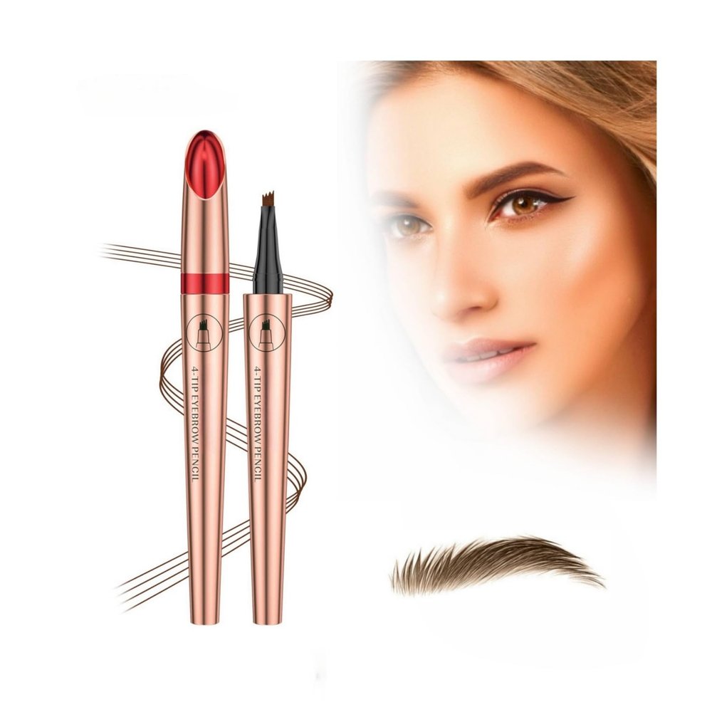 2 Pcs Magic Eyebrow Pencil, 2025 New Upgraded 3D Waterproof Microblading Eyebrow Pencil Contouring Pen,4 Tipped Precise Brow Pen (Color : A-Light Coffee)