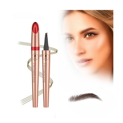 2 Pcs Magic Eyebrow Pencil, 2025 New Upgraded 3D Waterproof Microblading Eyebrow Pencil Contouring Pen,4 Tipped Precise Brow Pen (Color : A-Dark Coffee)
