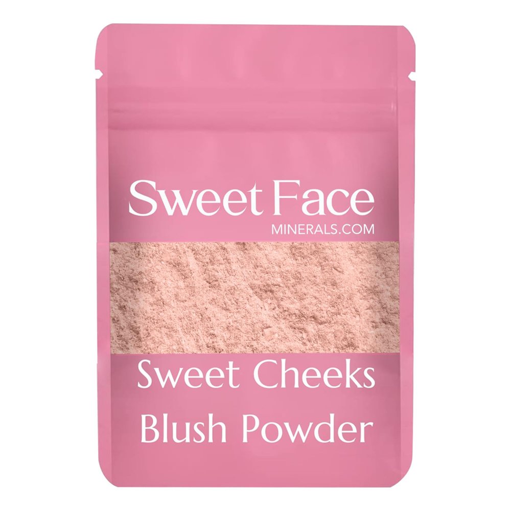 Blush Powder Refill (Sweet Cheeks) (1 Ounce Bag) By Sweet Face Minerals, Lightweight Mineral Loose Makeup Powder with SPF 20, Full Coverage Flawless Finish, Talc-free, Cruelty-Free, Refillable Pouch